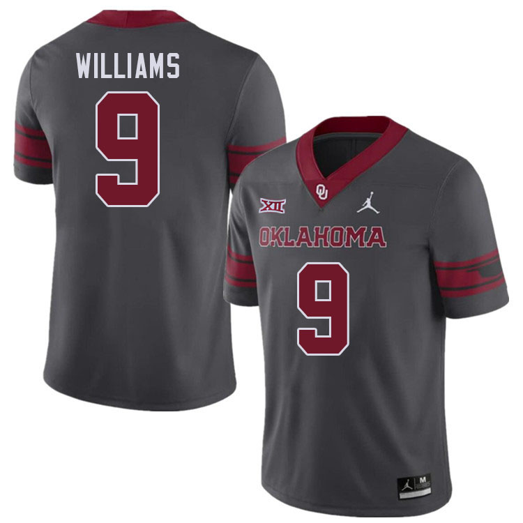 Oklahoma Sooners #9 Gentry Williams College Football Jerseys Stitched Sale-Charcoal